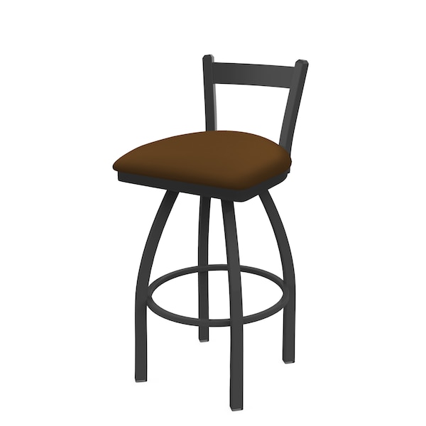 25" Low Back Swivel Counter Stool, Pewter Finish, Canter Thatch Seat